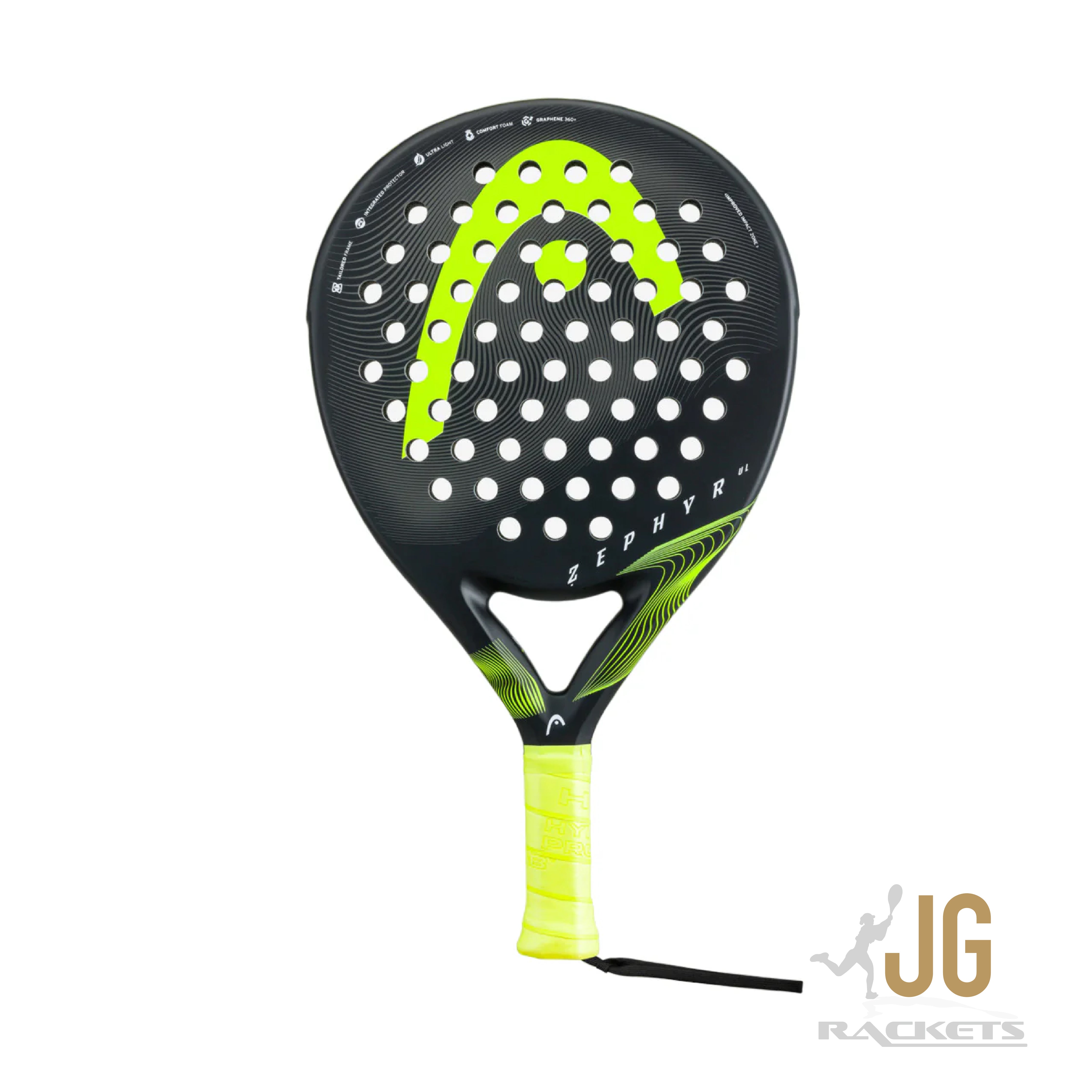 HEAD Zephyr UL Padel Racquet – Black Yellow – JG Rackets