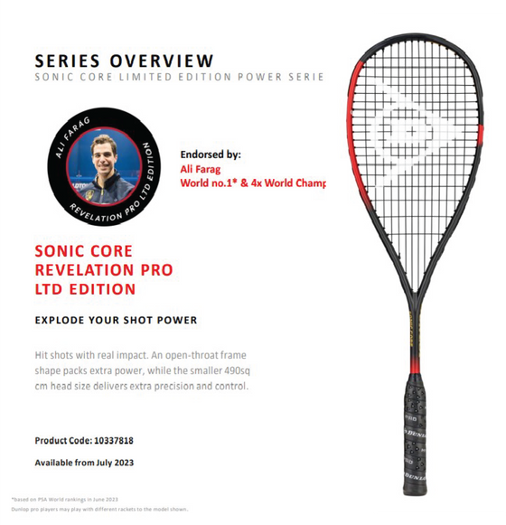 Dunlop Sonic Core revelation Pro Squash Racket LTD Edition