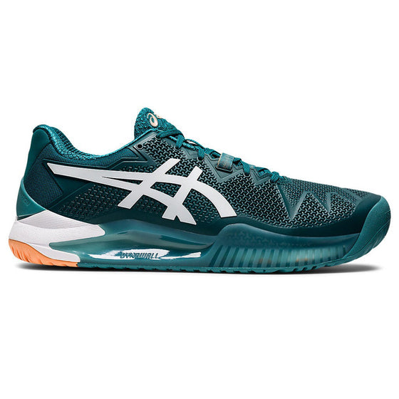 Tennis Shoe Mens Asics Resolution 8 Velvet Pine/White